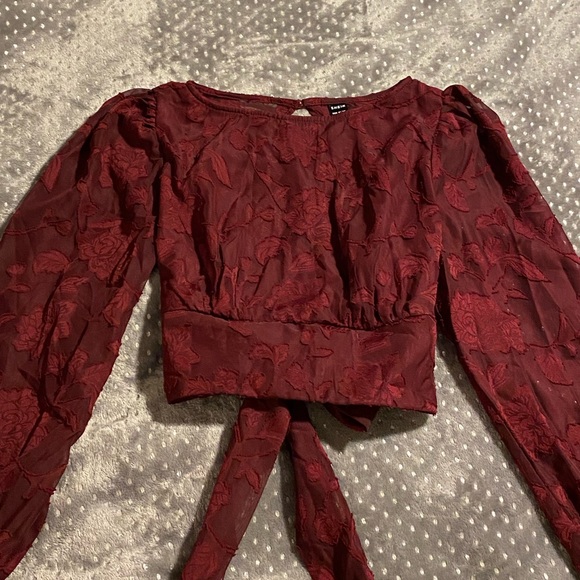 Maroon tie back top - Picture 6 of 6